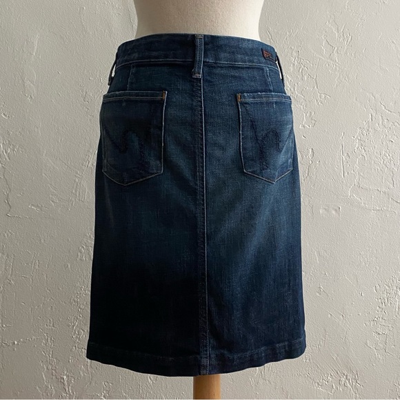 CITIZENS OF HUMANITY SOPHIA BLUE DENIM KNEE LENGTH JEAN PENCIL SKIRT SIZE 26 - Picture 3 of 12